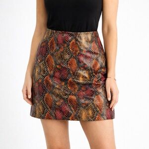 Cache Snake Print Mini Skirt Glossy Animal Print Size 4
